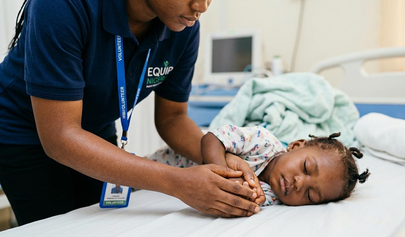 A clinician caring for a child in hospital